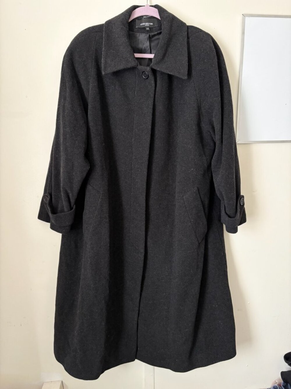 Jones New York Wool Blend Long Trench Overcoat Jacket